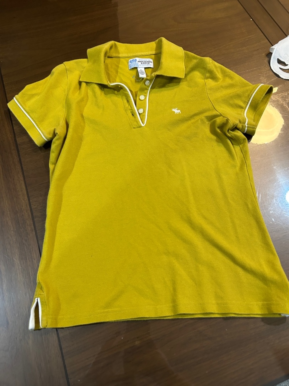 VINTAGE Abercrombie & Fitch Mustard Yellow Polo with White Trim
